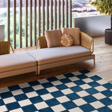 Alfombra de exterior geométrica azul Cuadros 23515 Atticgo Para terraza y jardín