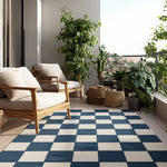 Alfombra de exterior geométrica azul Cuadros 23515 Atticgo Terraza