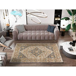 Alfombra ambiente vintage Delta 12692 Beige y Gris Atticgo