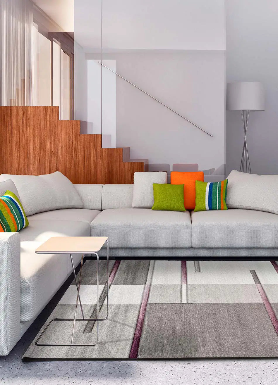 Alfombra salón geométrica Detroit 20612 Lila y Gris Atticgo