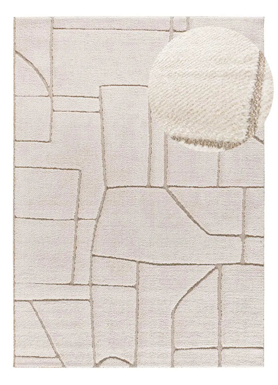 Alfombra con relieve de estilo étnico Diena 40408 blanco con zoom