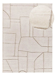 Alfombra con relieve de estilo étnico Diena 40408 blanco con zoom