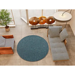 Alfombra redonda salón a medida Durban Liso Azul Atticgo