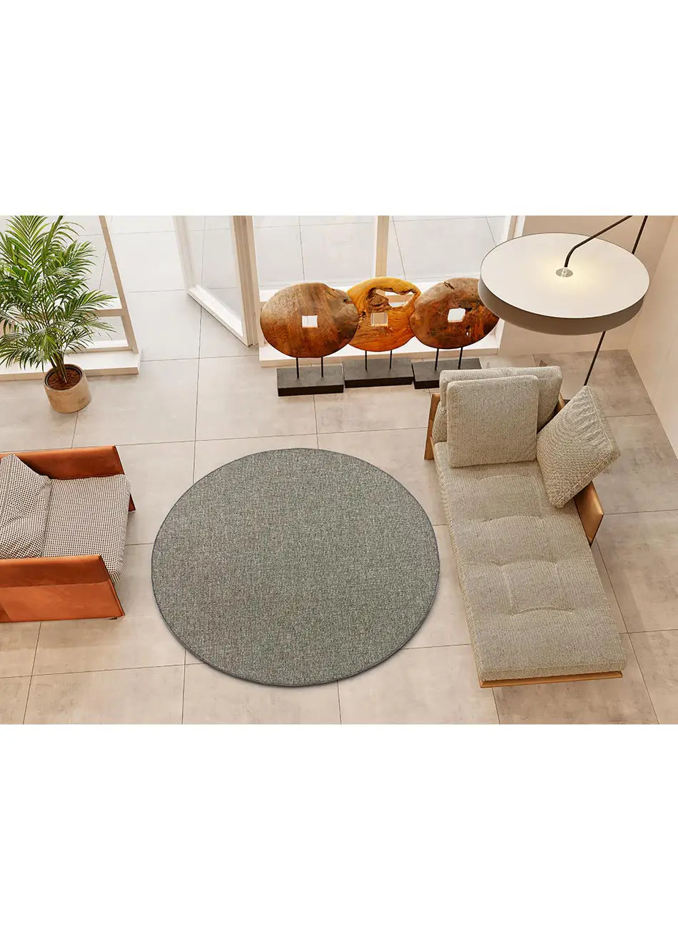 Alfombra redonda salón a medida Durban Liso Beige Atticgo