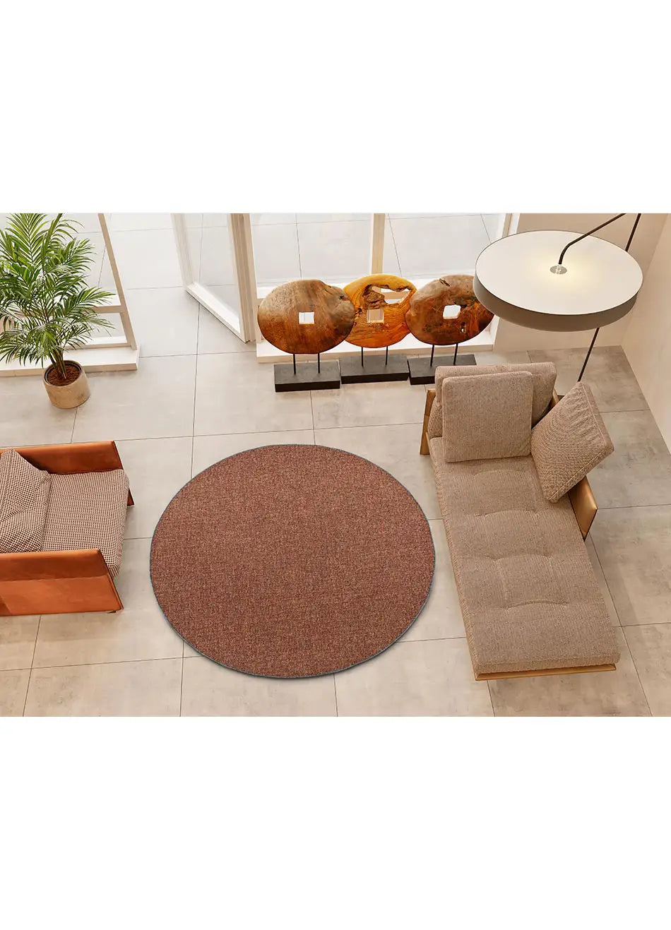 Alfombra redonda salón a medida Durban Liso Caldera Atticgo