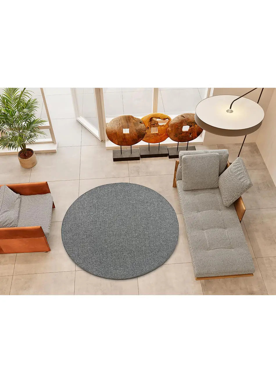 Alfombra redonda salón a medida Durban Liso Gris Atticgo