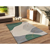 Alfombra abstracta para salón verde y beige Edesa 12900 Atticgo