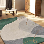 Alfombra abstracta salón verde y beige Edesa 12900 Atticgo