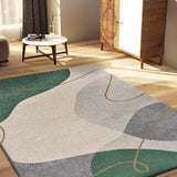 Alfombra abstracta salón verde y beige Edesa 12900 Atticgo