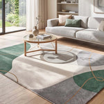 Alfombra abstracta verde y beige Edesa 12900 Atticgo