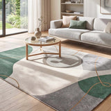 Alfombra abstracta verde y beige Edesa 12900 Atticgo