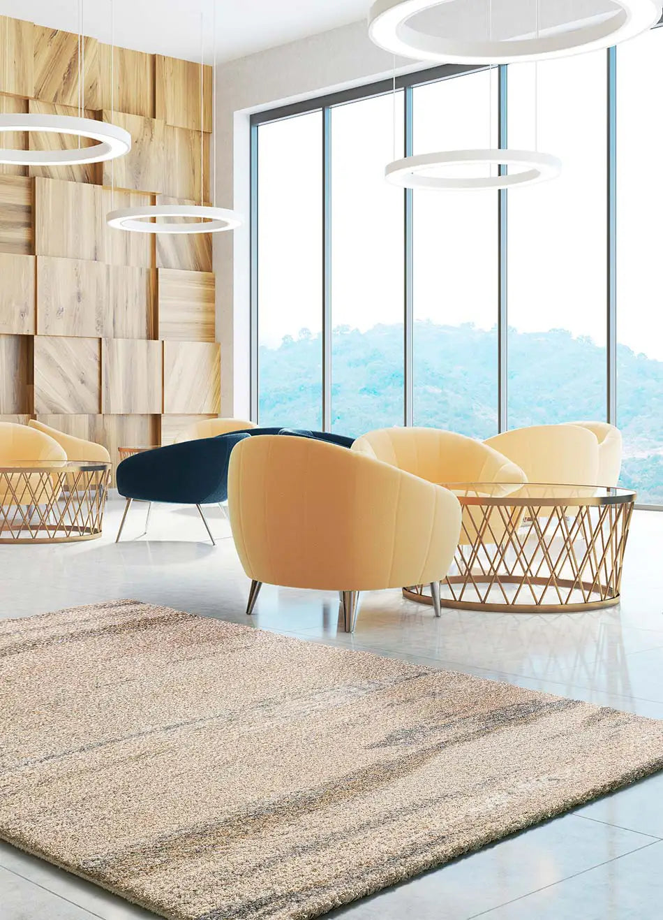 Atticgo Alfombra étnica con relieve Enya 8745 Beige ambiente