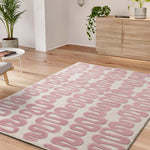 Alfombra salón abstracta con diseño retro Flashy 25409 Rosa Atticgo