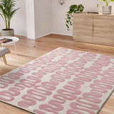 Alfombra salón abstracta con diseño retro Flashy 25409 Rosa Atticgo