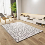 Atticgo Alfombra geométrica con relieve Flora 12937 Plata ambiente salón
