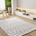Atticgo Alfombra geométrica con relieve Flora 12937 Plata ambiente
