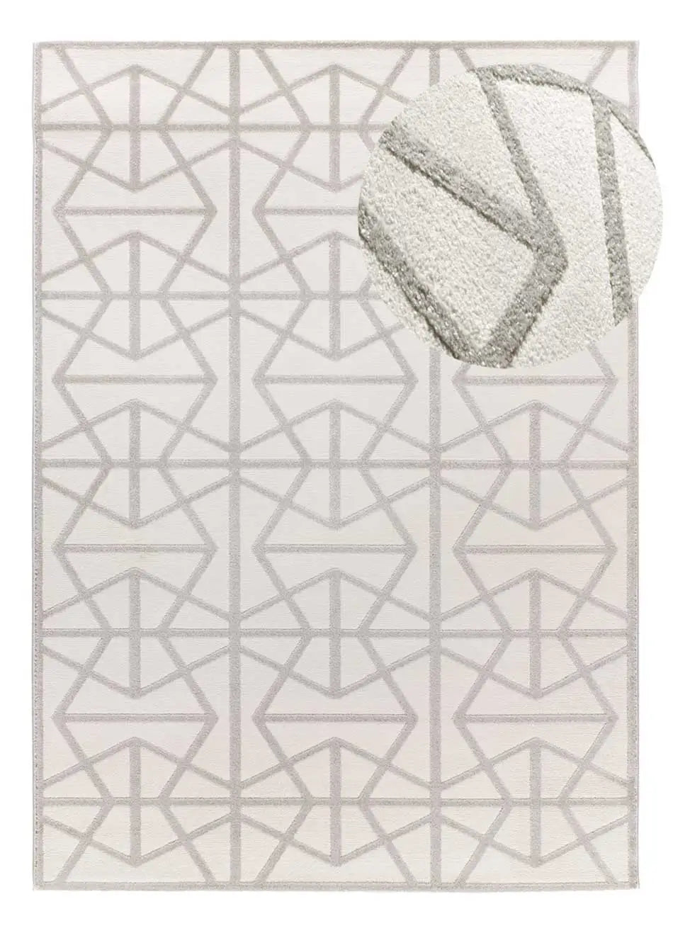 Atticgo Alfombra geométrica con relieve Flora 12937 Plata lupa