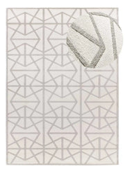 Atticgo Alfombra geométrica con relieve Flora 12937 Plata lupa
