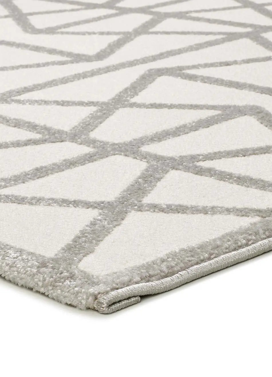Atticgo Alfombra geométrica con relieve Flora 12937 Plata esquina