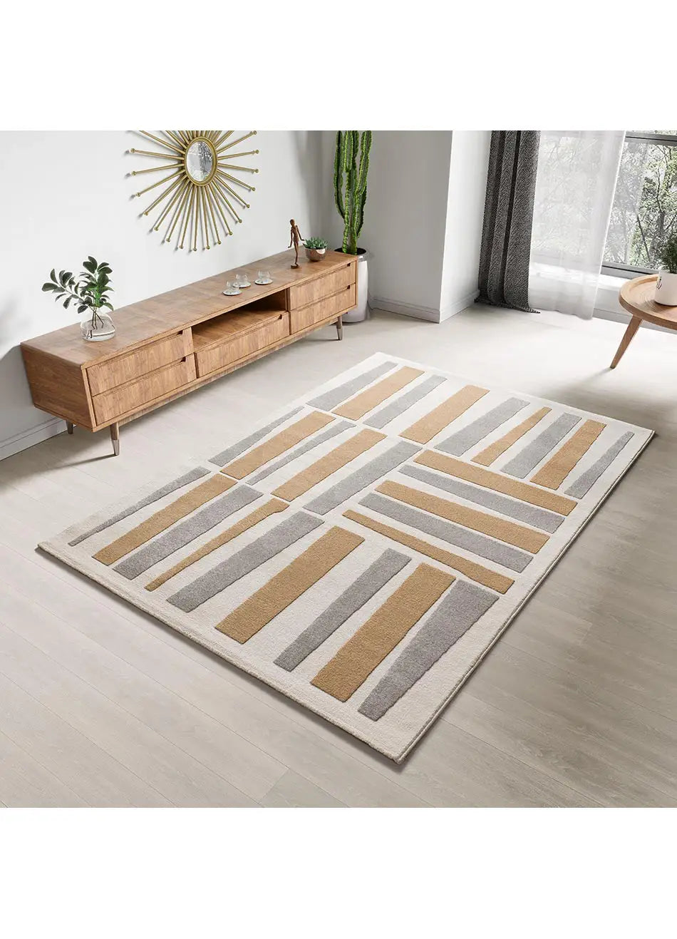 Atticgo Alfombra geométrica con relieve Flora 12967 ambiente salón