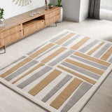 Atticgo Alfombra geométrica con relieve Flora 12967 Plata ambiente