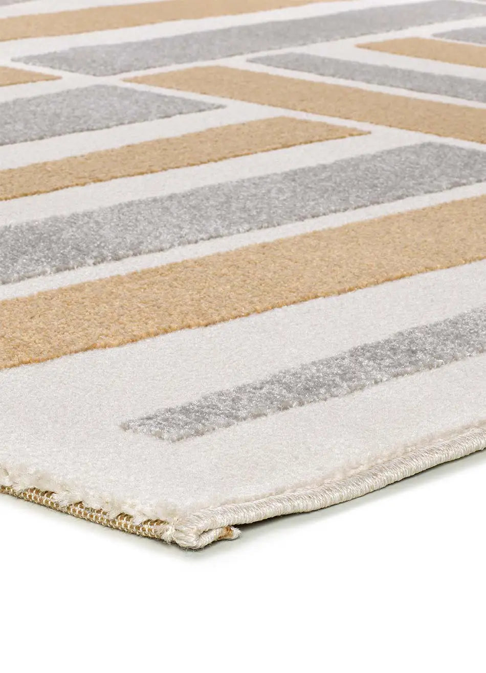 Atticgo Alfombra geométrica con relieve Flora 12967 Plata esquina