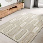 Atticgo Alfombra geométrica con texturas Flora 12968 Blanco ambiente
