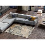 Alfombra ambiente con motivos florales Flores Sunset 12337 Gris y Beige Atticgo