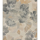 Alfombra con motivos florales Flores Sunset 12337 Gris y Beige Atticgo