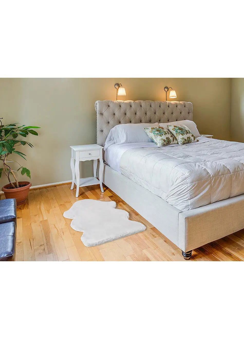 Atticgo Alfombra lavable Fox Liso Blanco forma ambiente habitación