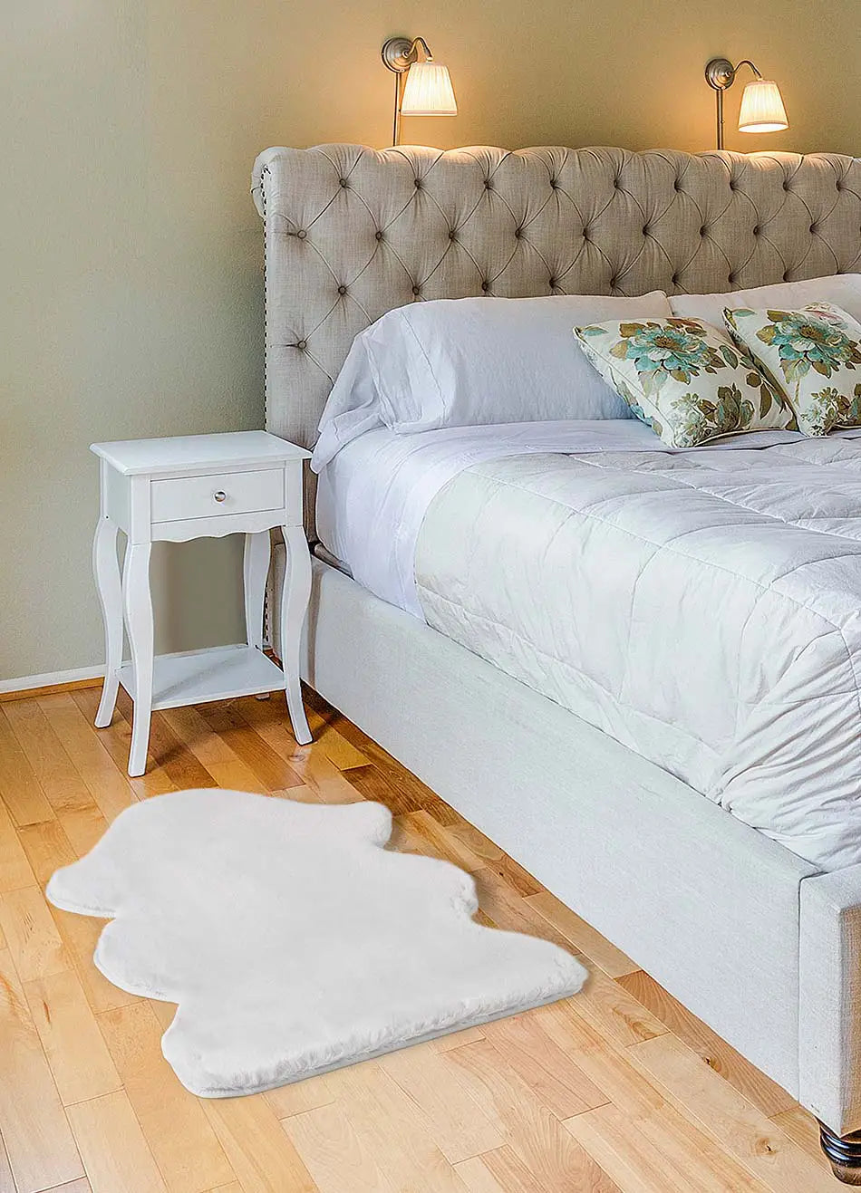 Atticgo Alfombra lavable Fox Liso Blanco forma ambiente