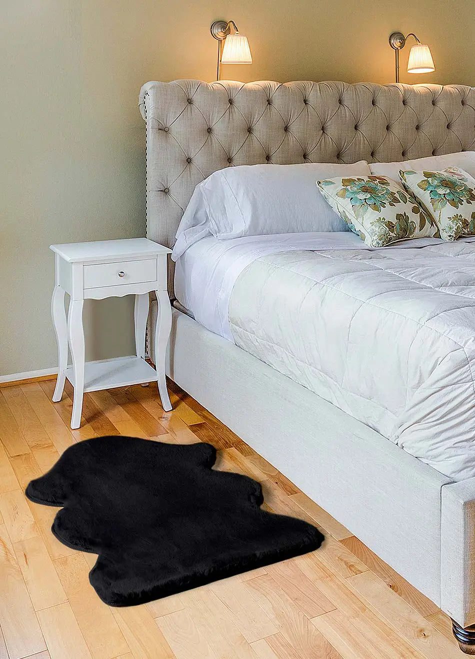 Atticgo Alfombra lavable Fox Liso Negro forma ambiente