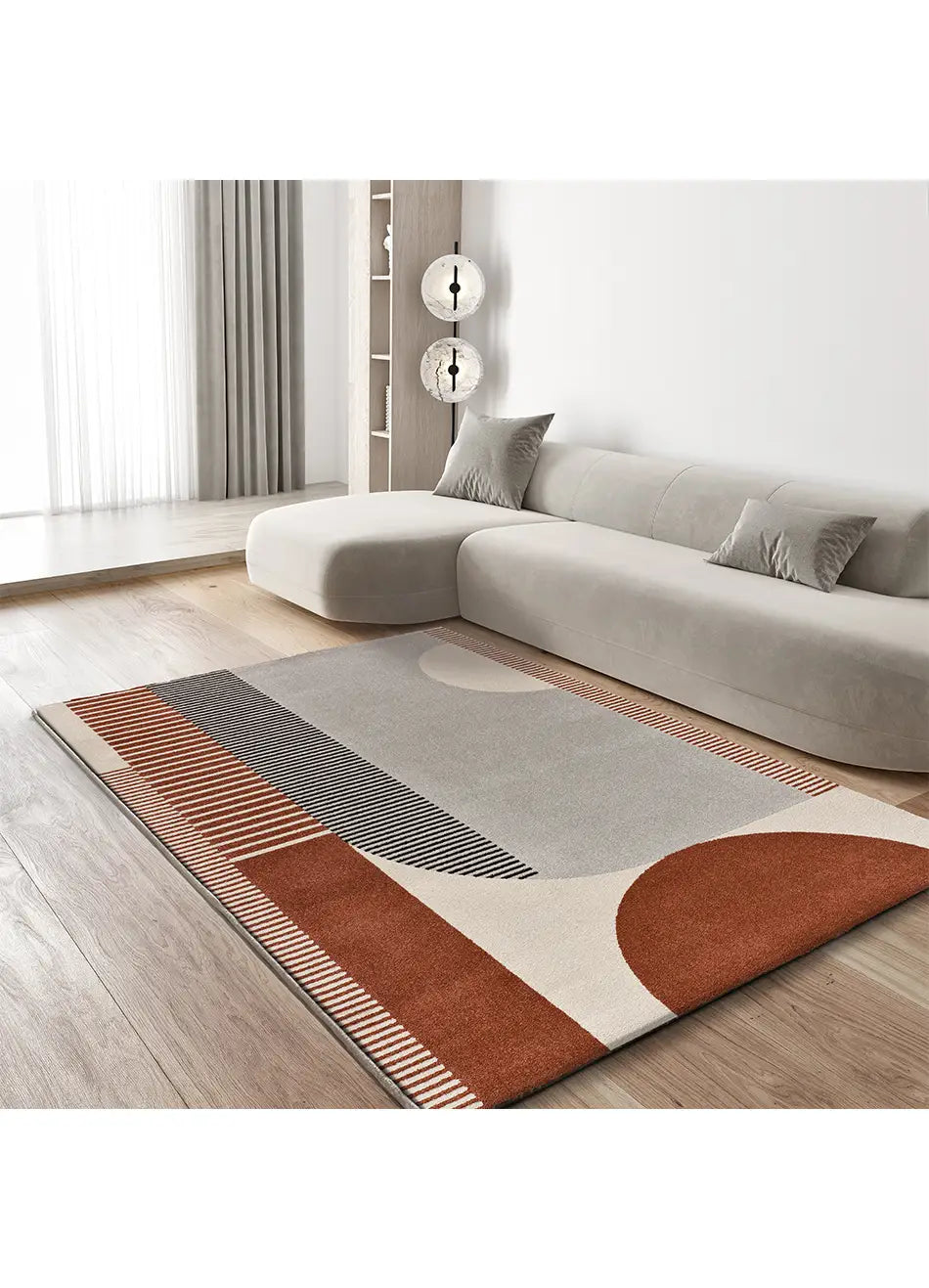 Alfombra geométrica para salón caldera y beige Gaia 12899 Atticgo