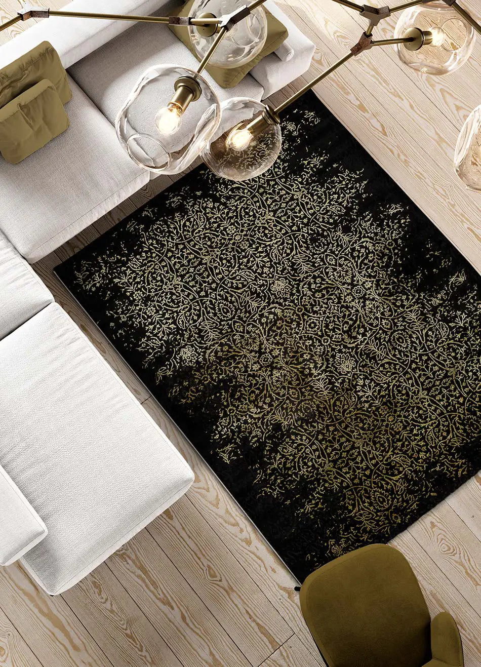 Atticgo Alfombra vintage Gold 23448 negro ambiente