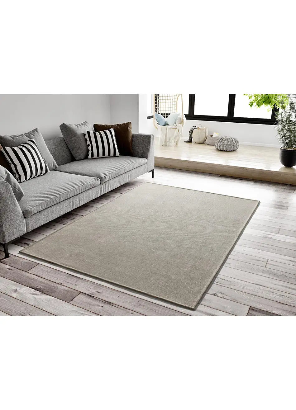 Atticgo Alfombra lavable Harris Liso Blanco ambiente salón