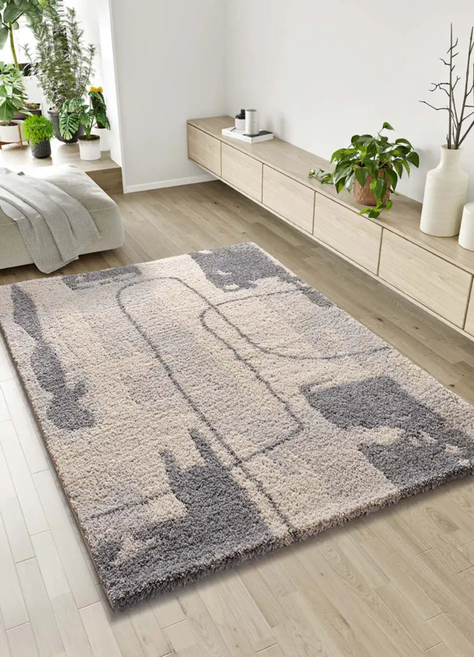 Atticgo Alfombra Shaggy Helia 8812 Plata ambiente