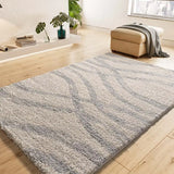 Atticgo Alfombra Shaggy Helia 8817 Plata ambiente  