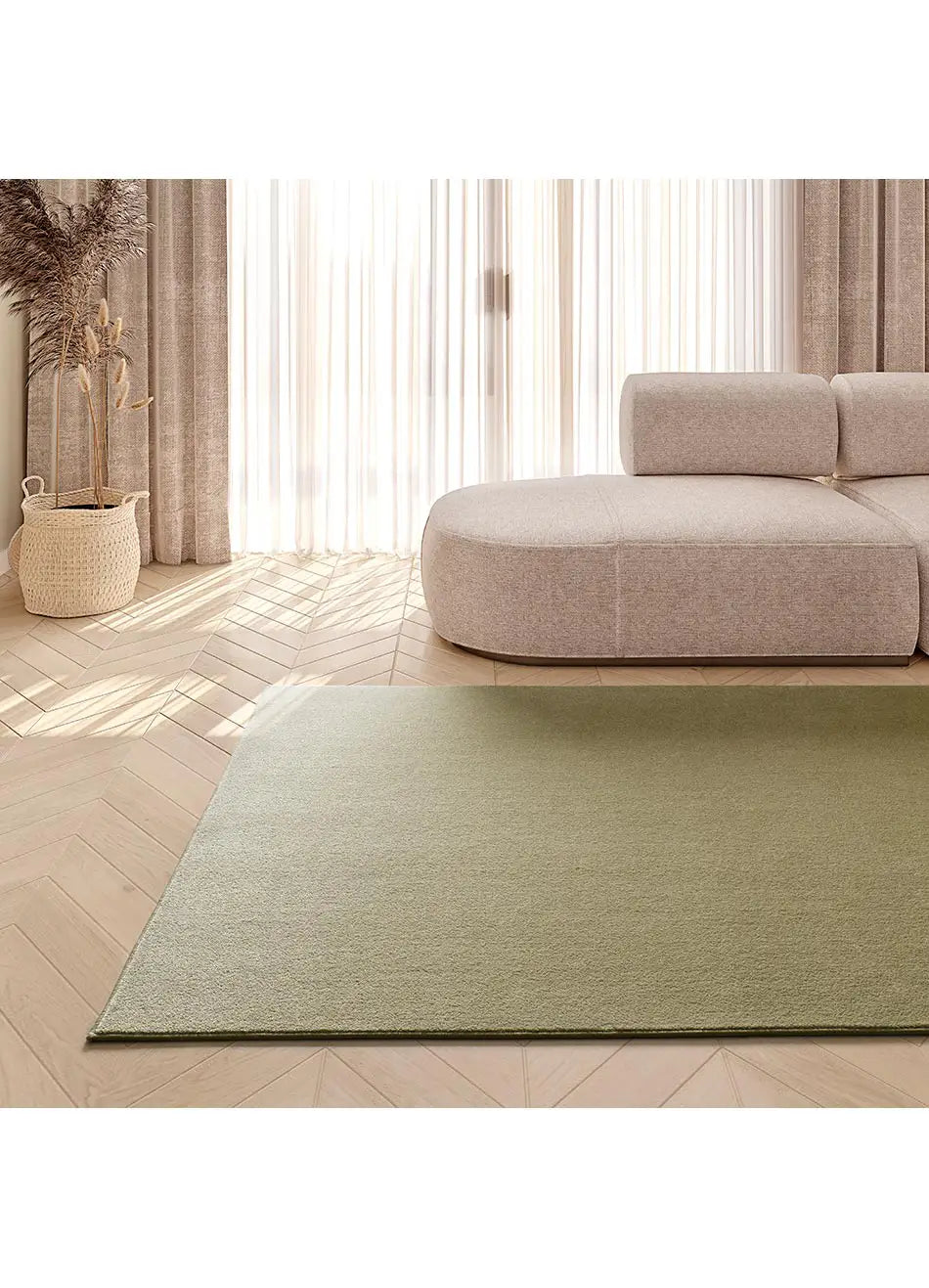 Alfombra a medida Illusion Liso Verde Atticgo para salón