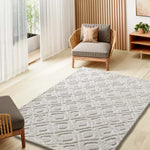 Alfombra de estilo escandinavo de salón con relieve Juno 111 Blanco Atticgo