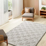 Alfombra de estilo escandinavo de salón con relieve Juno 111 Blanco Atticgo