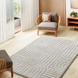 Alfombra geométrica de salón estilo escandinavo con relieve Juno 54406 Blanco Atticgo