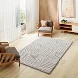 Alfombra para salón geométrica estilo escandinavo con relieve Juno 54406 Blanco Atticgo