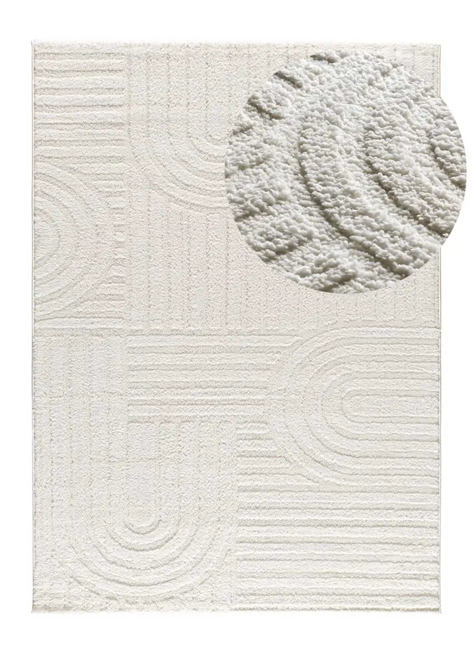 Alfombra geométrica estilo escandinavo con relieve Juno 54406 Blanco Atticgo