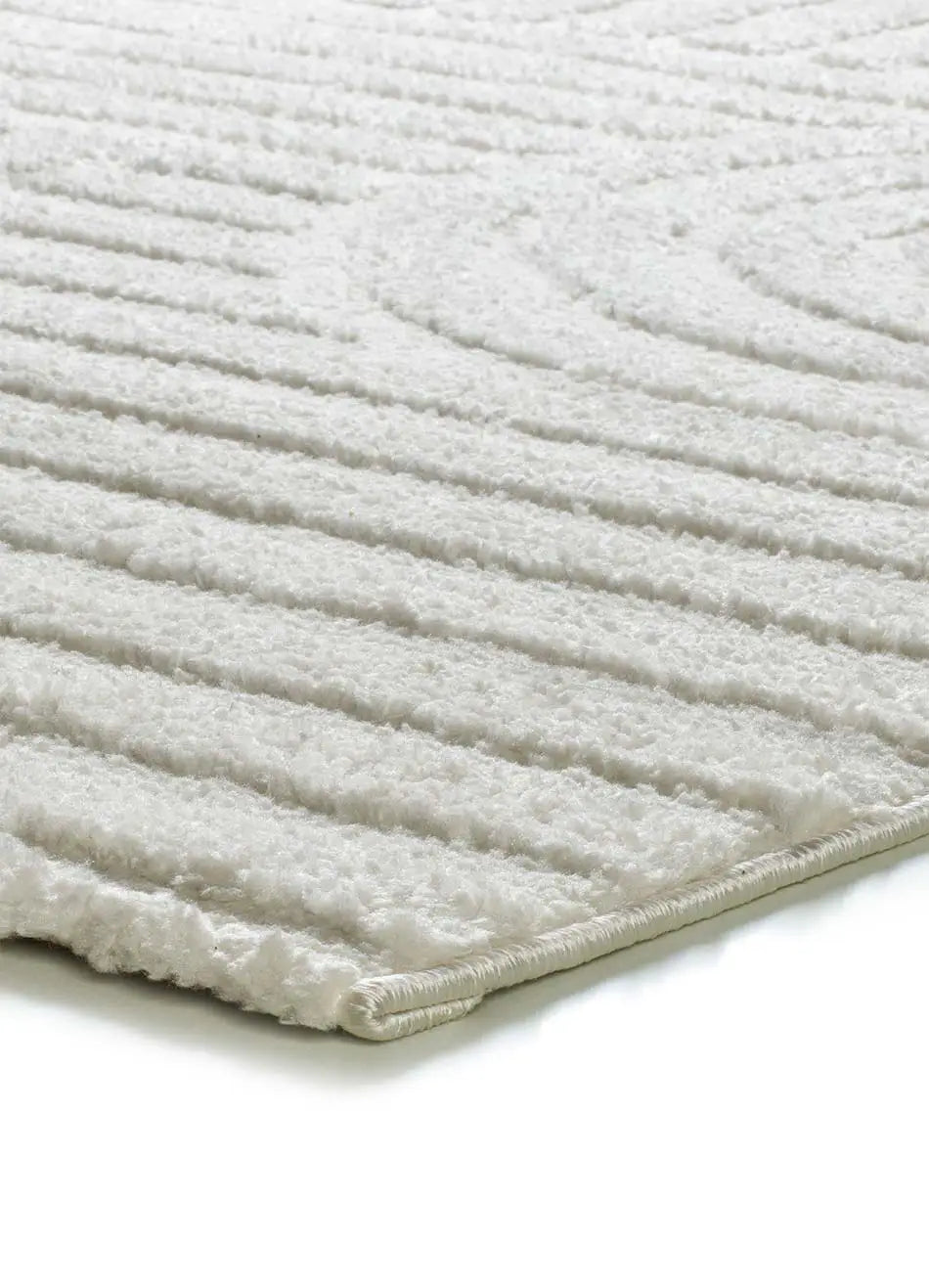 Esquina alfombra geométrica estilo escandinavo con relieve Juno 54406 Blanco Atticgo