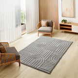 Alfombra de salón geométrica estilo escandinavo con relieve Juno 54406 Plata Atticgo