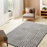 Alfombra geométrica para salón estilo escandinavo con relieve Juno 54406 Plata Atticgo