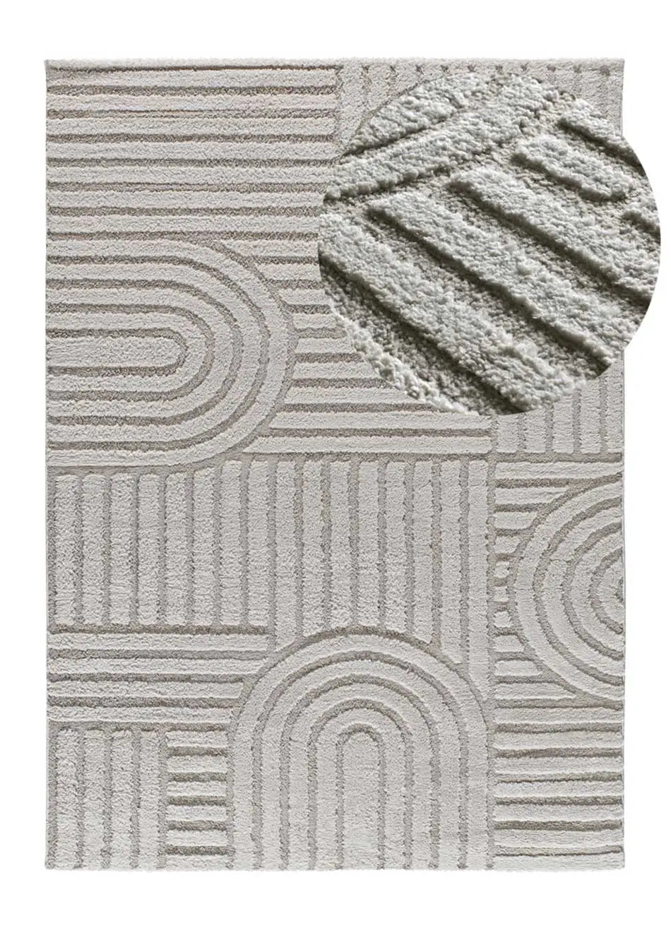 Alfombra geométrica estilo escandinavo con relieve Juno 54406 Plata Atticgo
