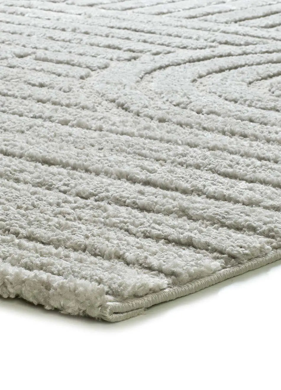 Esquina alfombra geométrica estilo escandinavo con relieve Juno 54406 Plata Atticgo