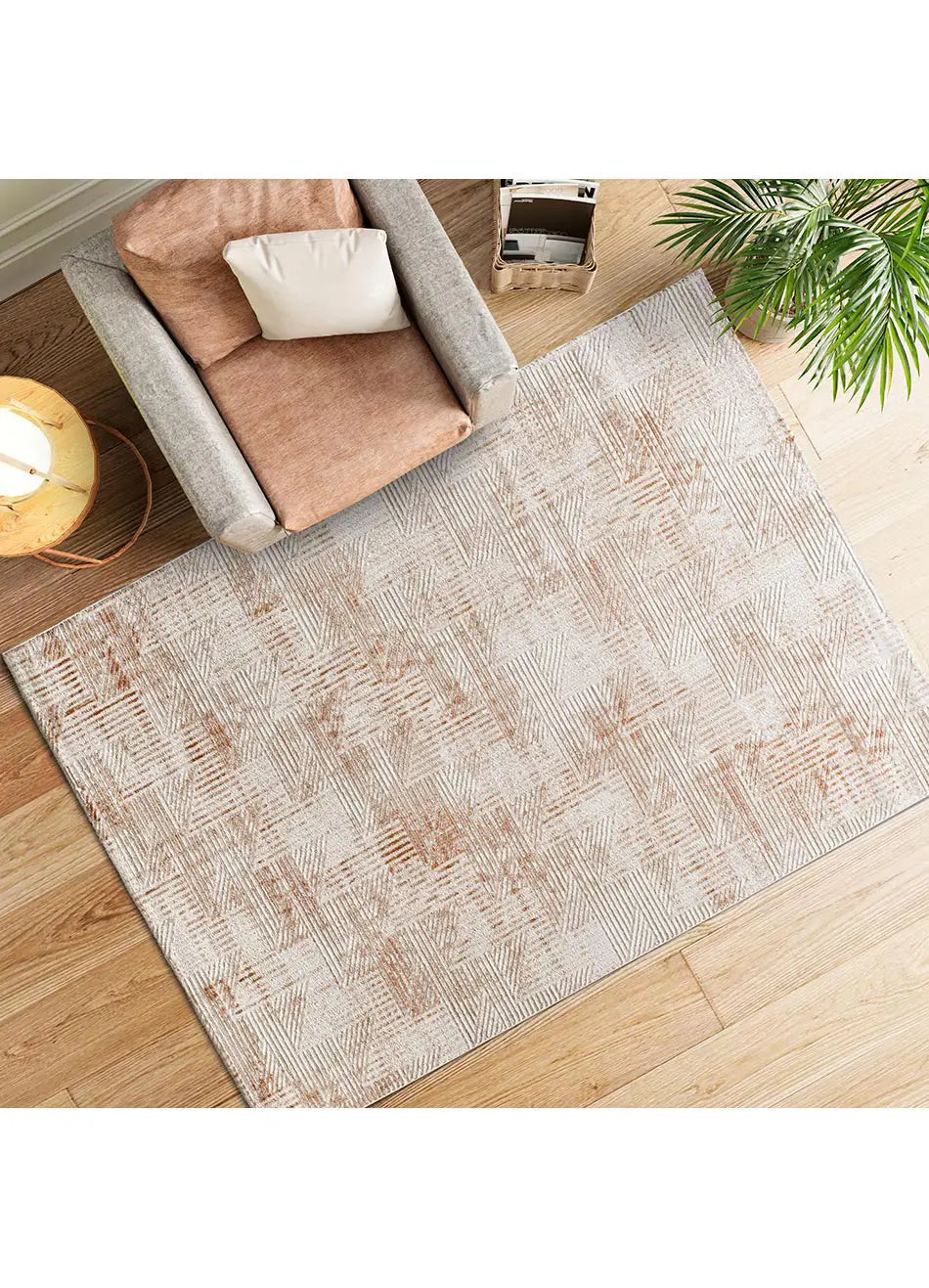 Alfombra para salón geométrica con relieve Keops 4448 Caldera Atticgo