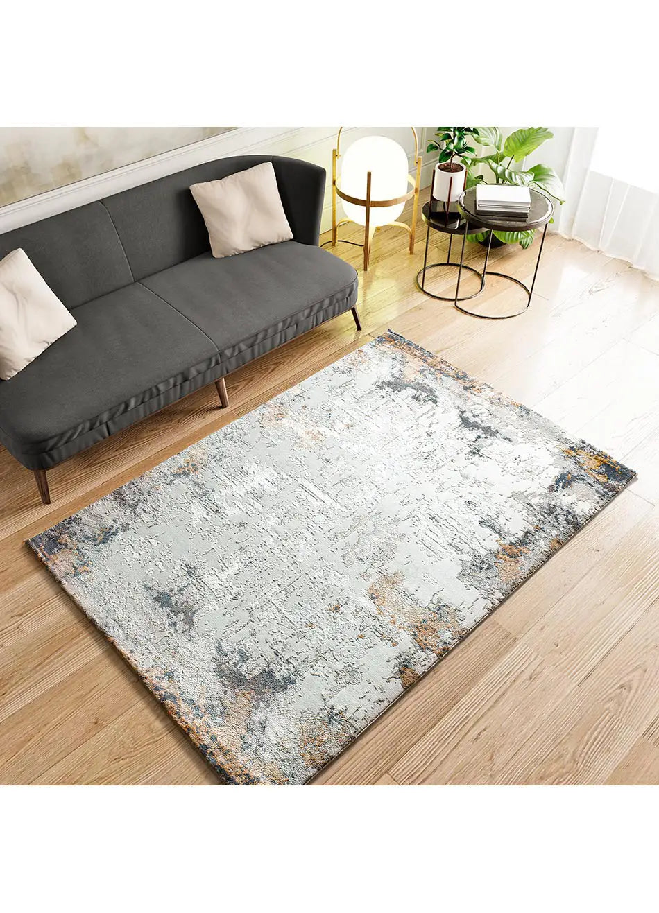 Alfombra abstracta para salón con relieve Keops 6418 Multicolor Atticgo